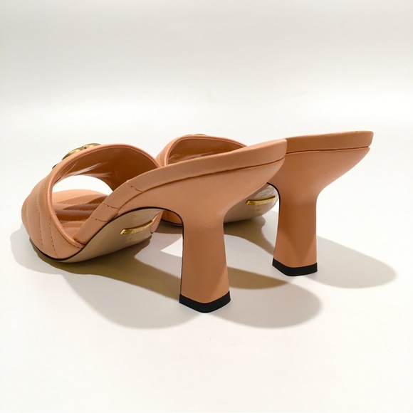 GUCCI GG MARMONT QUILTED LEATHER MULE SANDAL -PEACH -US 8.5 -NEW - Picture 6 of 12